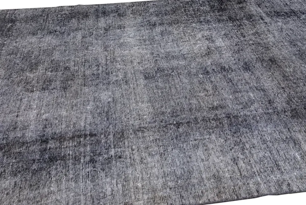 Vintage Asian Overdyed Solid Runner Rug - Apadana - Gray - Gray