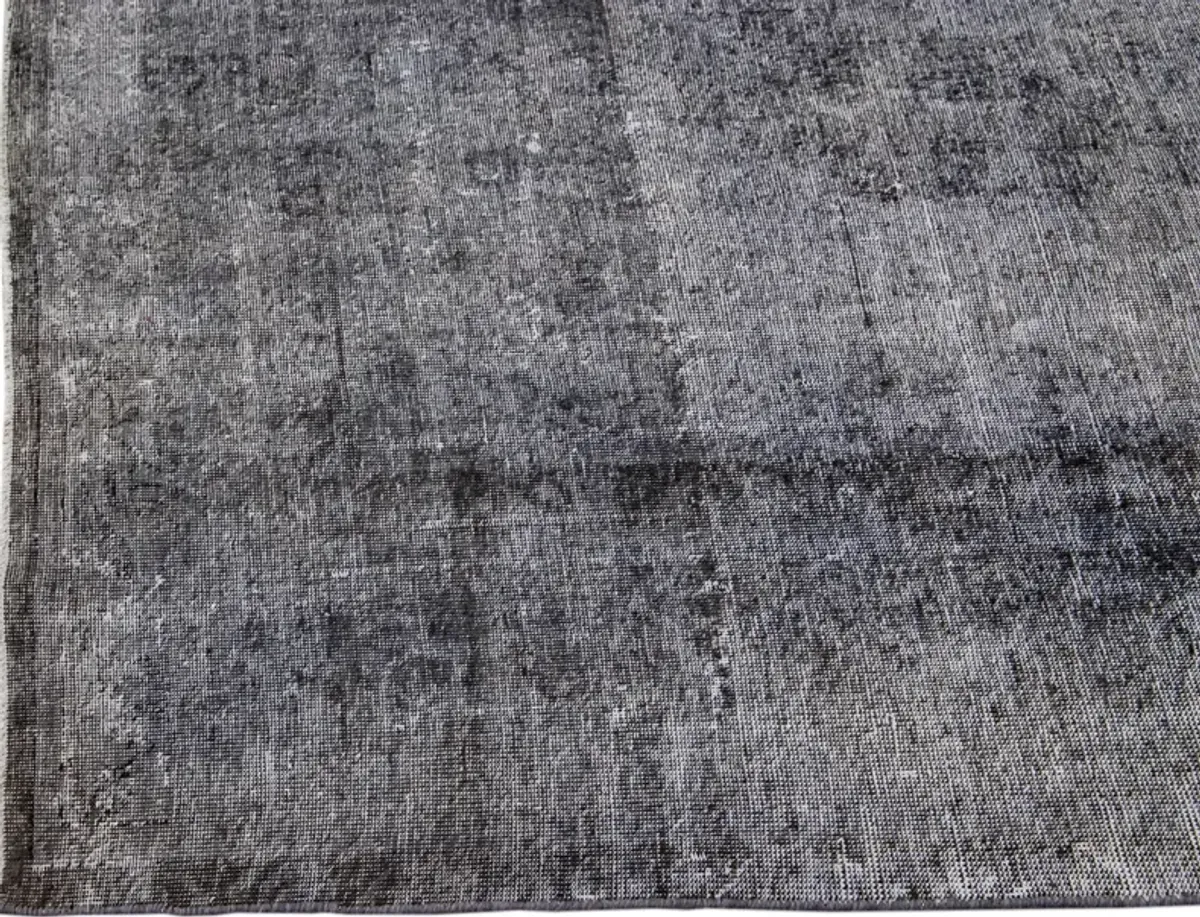 Vintage Asian Overdyed Solid Runner Rug - Apadana - Gray - Gray