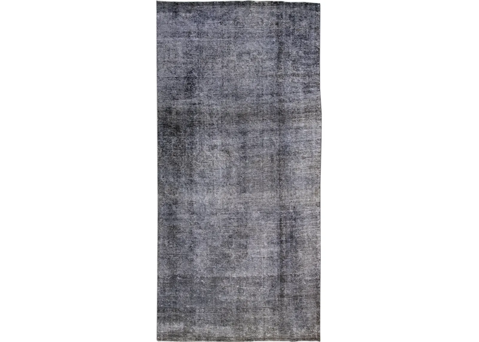 Vintage Asian Overdyed Solid Runner Rug - Apadana - Gray - Gray