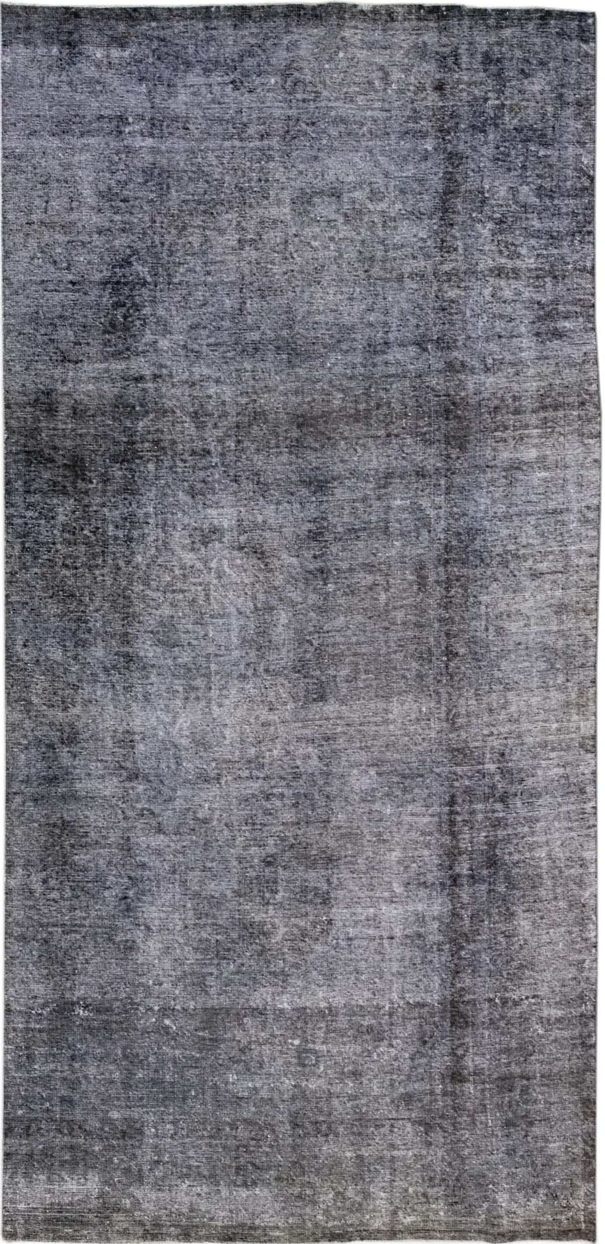 Vintage Asian Overdyed Solid Runner Rug - Apadana - Gray - Gray