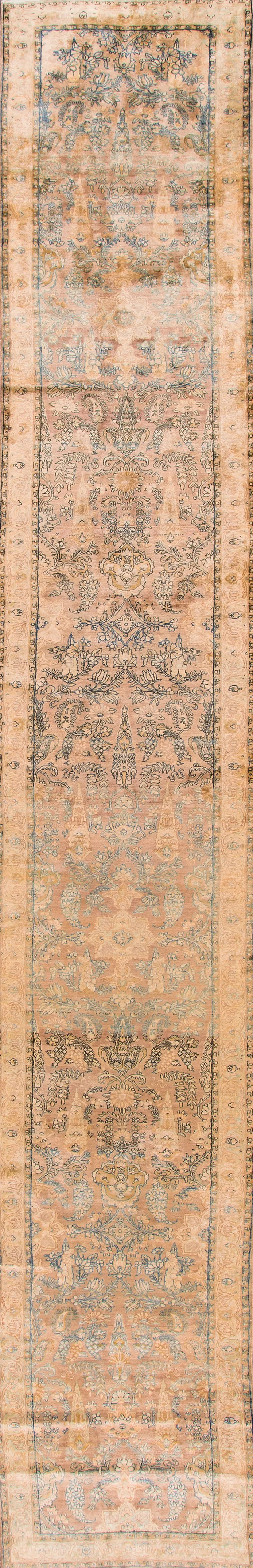 Antique Persian Kerman Runner Rug - Apadana - Beige - Beige