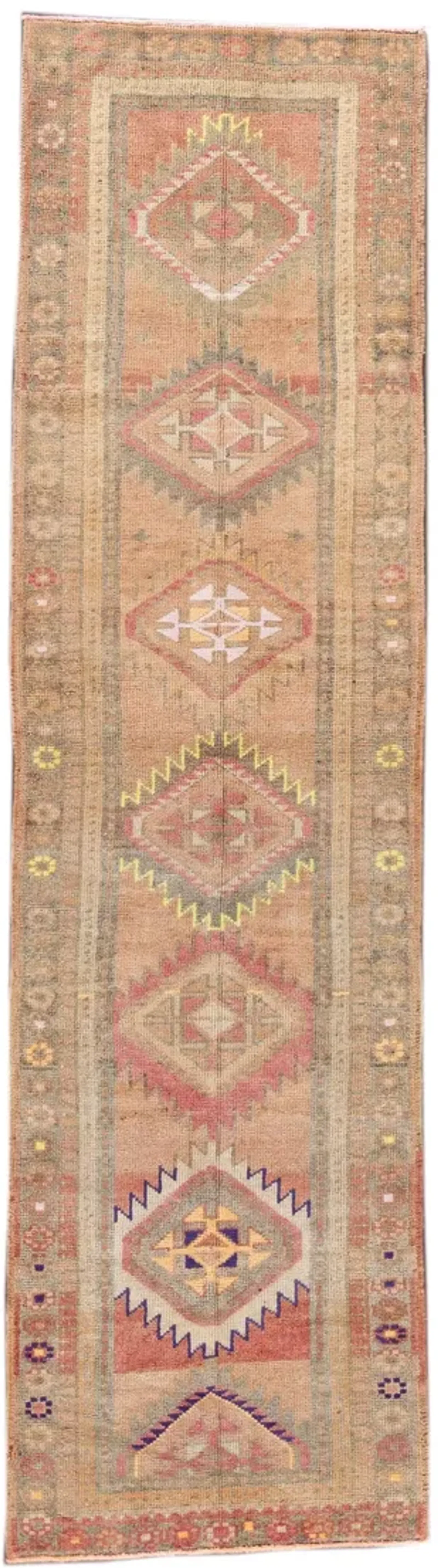 Vintage Turkish Anatolian Runner Rug - Apadana - Pink - Pink