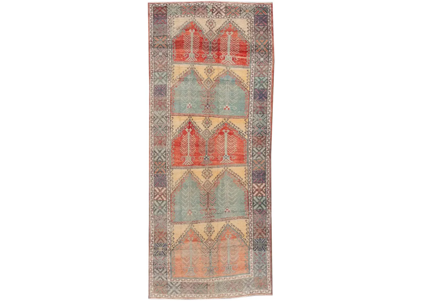 Vintage Turkish Anatolian Runner Rug - Apadana - Red - Red