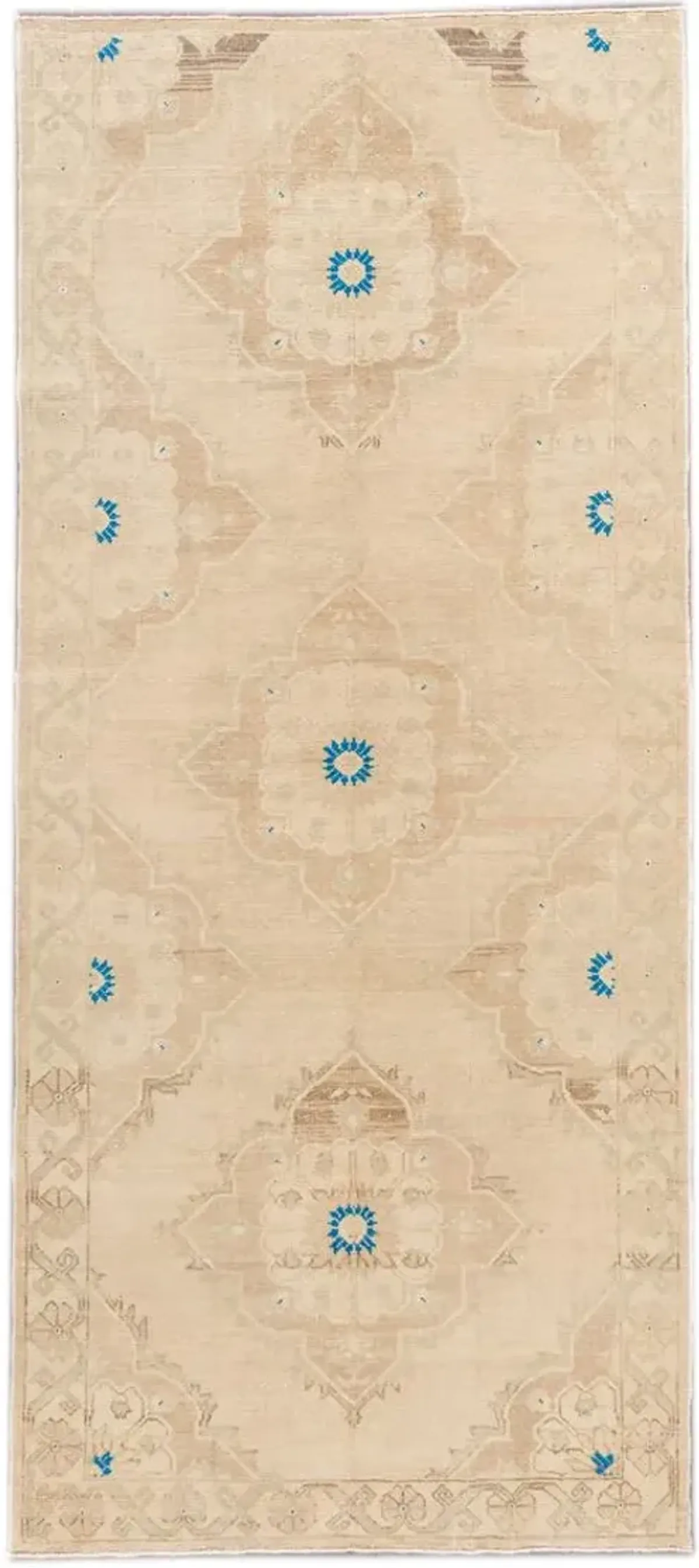 Vintage Geometric Runner 4' 9" x 10' 8 - Apadana - Blue