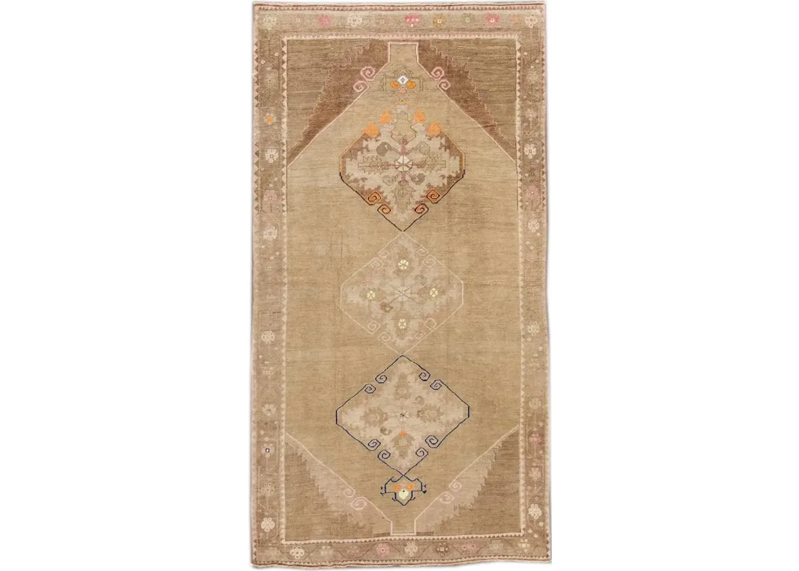 Vintage Turkish Geometric Runner Rug - Apadana - Brown - Brown