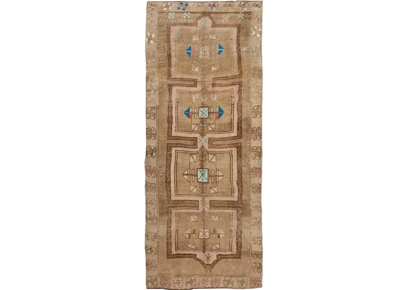 Vintage Turkish Kars Runner - 5' 7" x 13' - Apadana - Beige