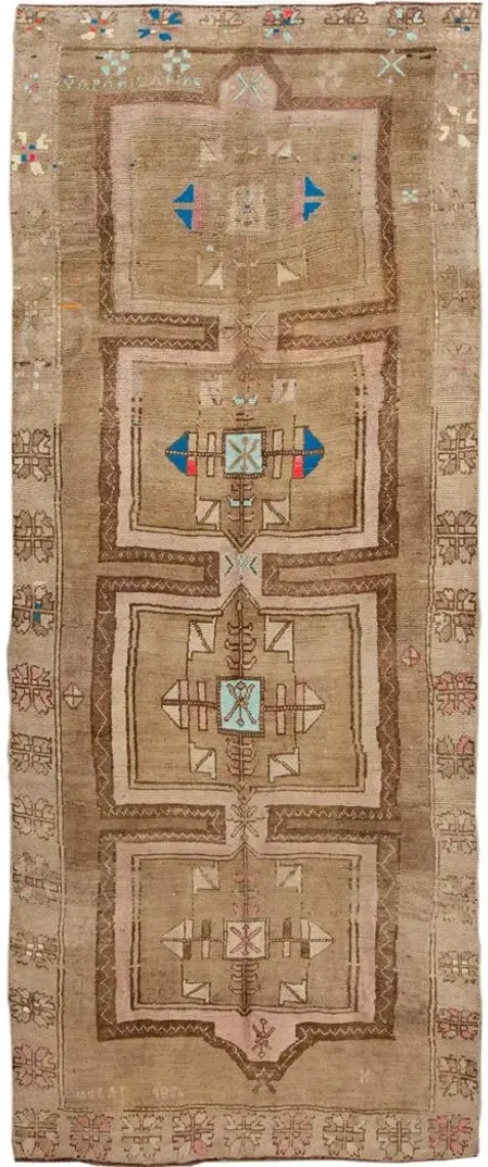 Vintage Turkish Kars Runner - 5' 7" x 13' - Apadana - Beige