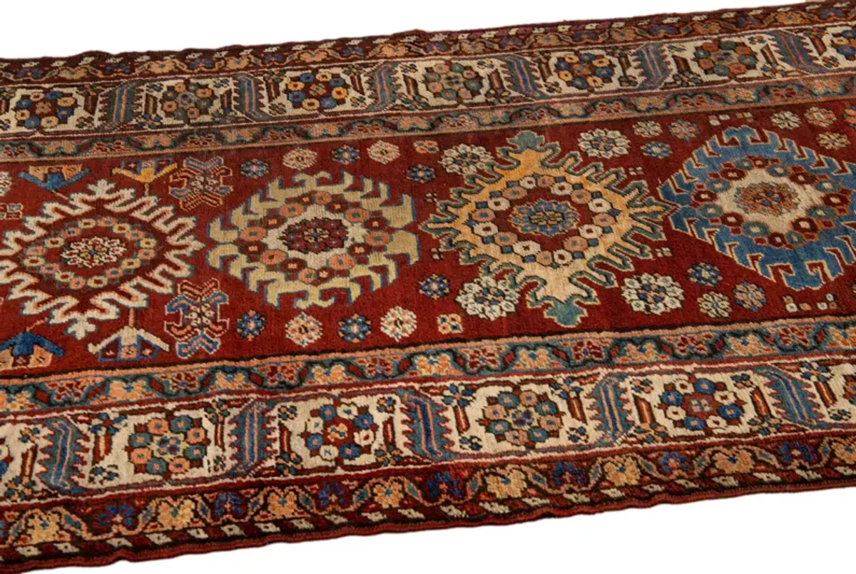 Antique Persian Serapi Runner Rug - Apadana - Red - Red