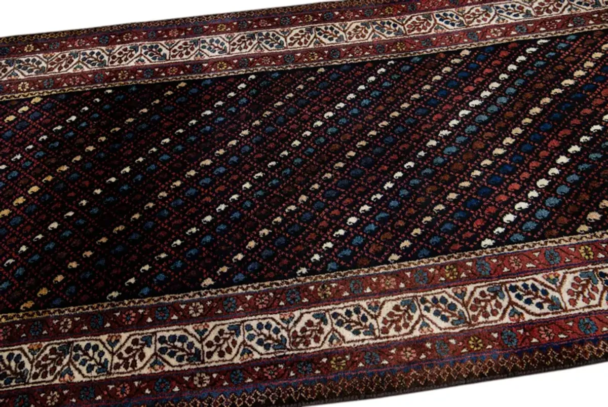 Antique Kurd Geometric Runner Rug - Apadana - Red - Red