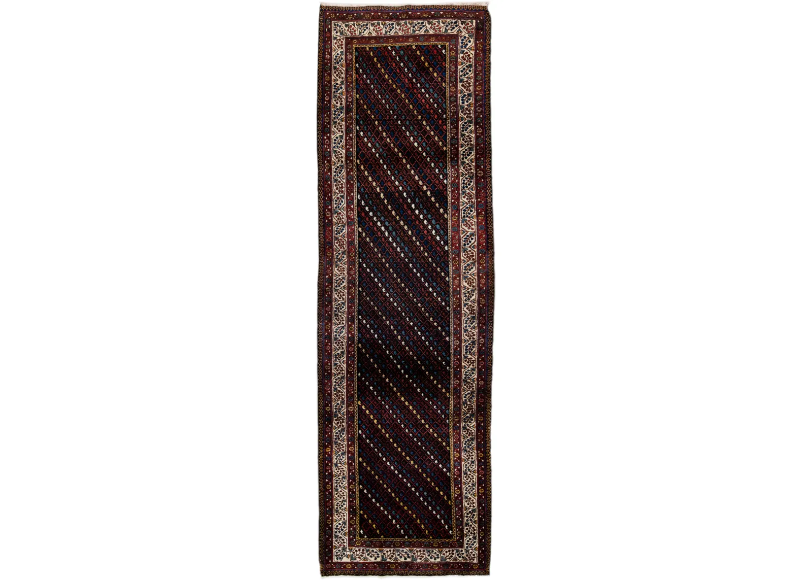 Antique Kurd Geometric Runner Rug - Apadana - Red - Red