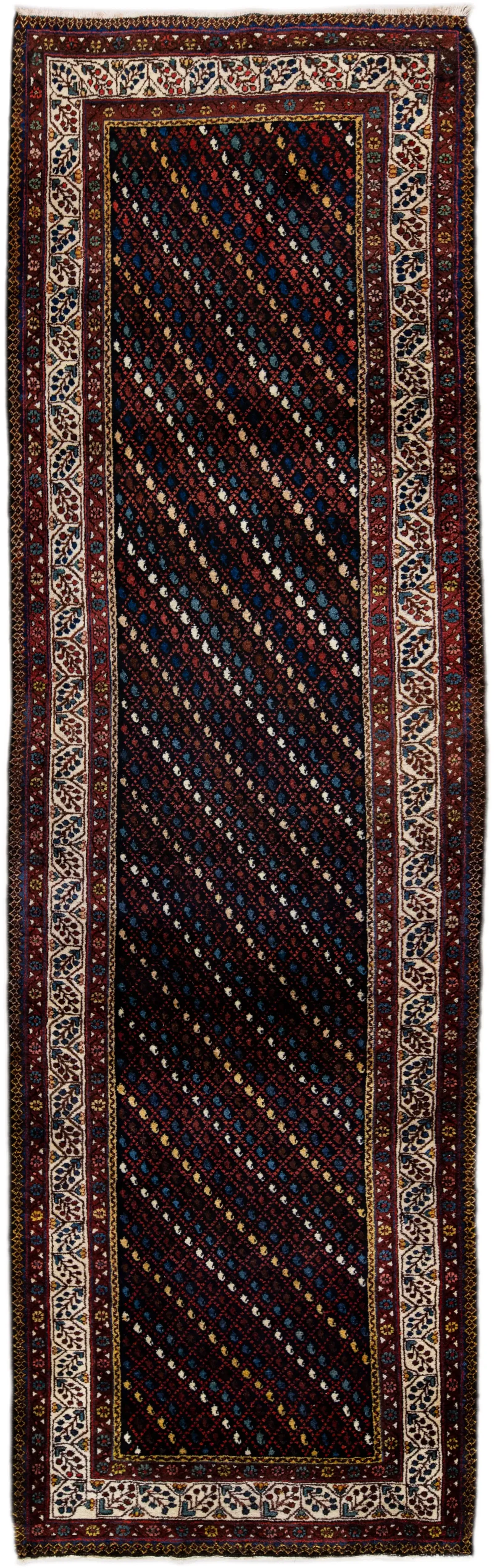 Antique Kurd Geometric Runner Rug - Apadana - Red - Red