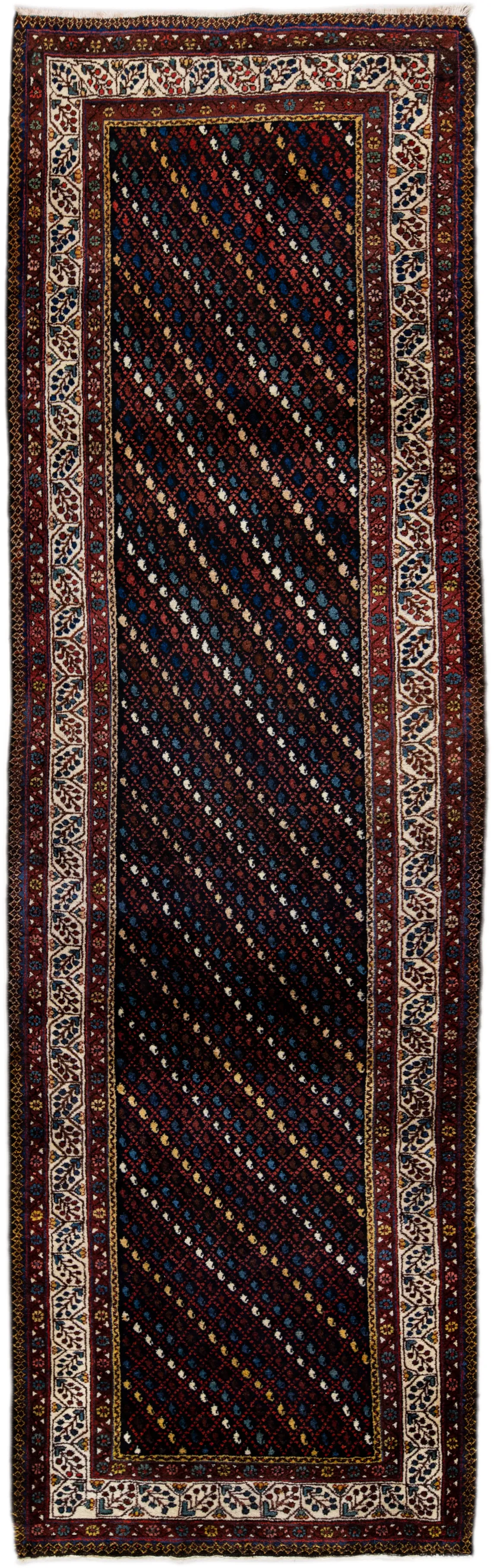 Antique Kurd Geometric Runner Rug - Apadana - Red - Red