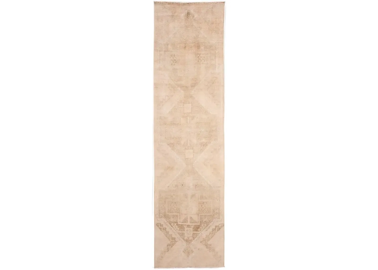 Vintage Turkish Medallion Runner Rug - Apadana - Beige - Beige