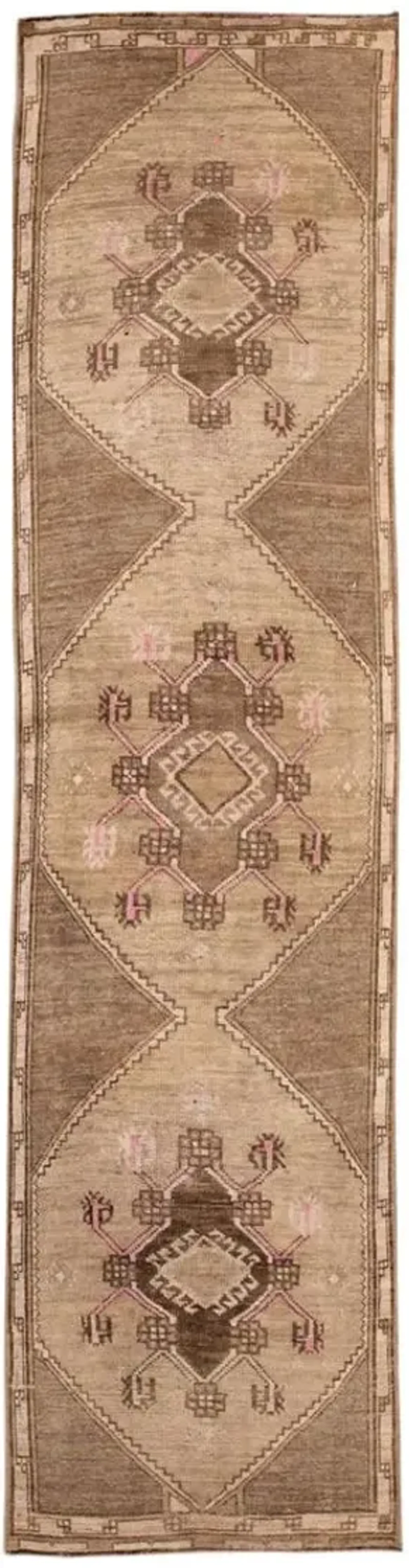 Vintage Turkish Medallion Runner Rug - Apadana - Brown - Brown