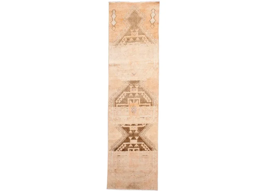 Vintage Turkish Medallion Runner Rug - Apadana - Beige - Beige