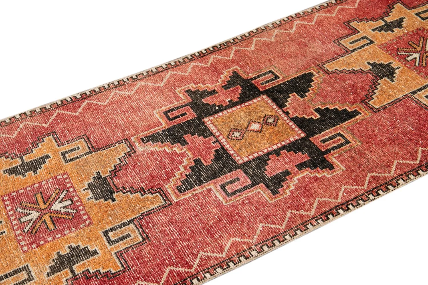 Vintage Turkish Medallion Runner Rug - Apadana - Red - Red