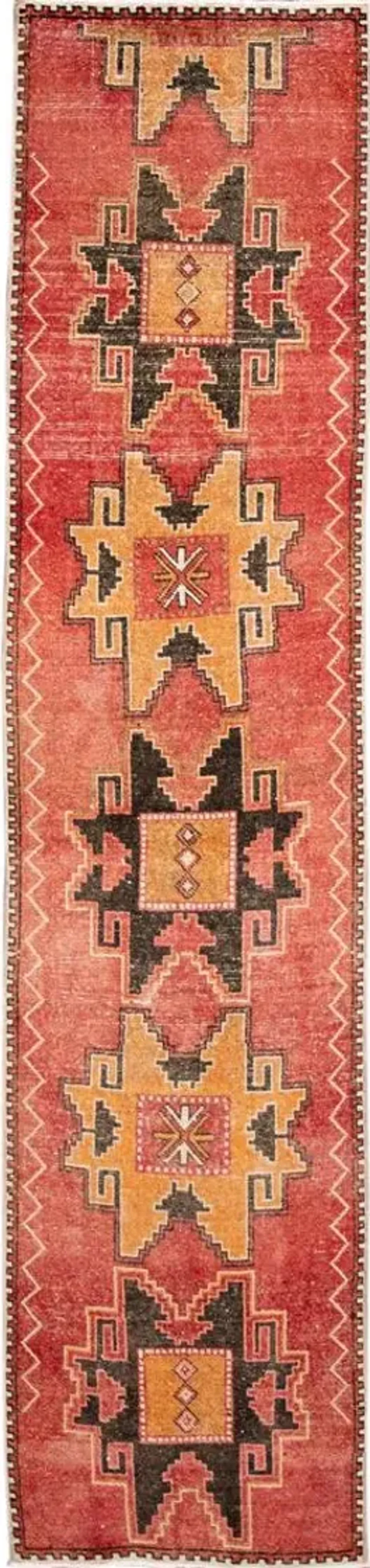 Vintage Turkish Medallion Runner Rug - Apadana - Red - Red