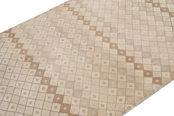 Vintage Turkish Art Deco Runner Rug - Apadana - Beige - Beige