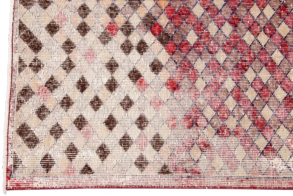 Vintage Turkish Geometric Runner Rug - Apadana - Red - Red