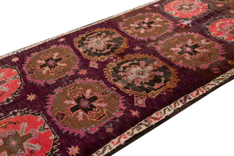 Vintage Turkish Tribal Runner Rug - Apadana - Brown - Brown