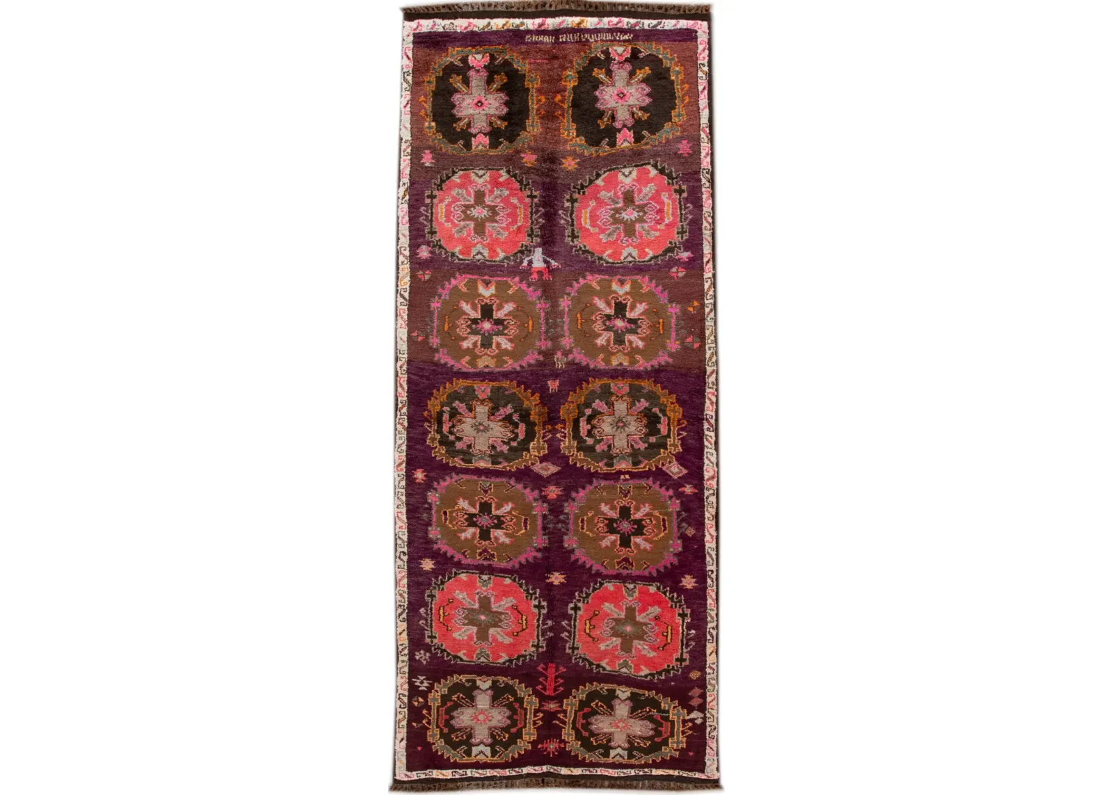 Vintage Turkish Tribal Runner Rug - Apadana - Brown - Brown