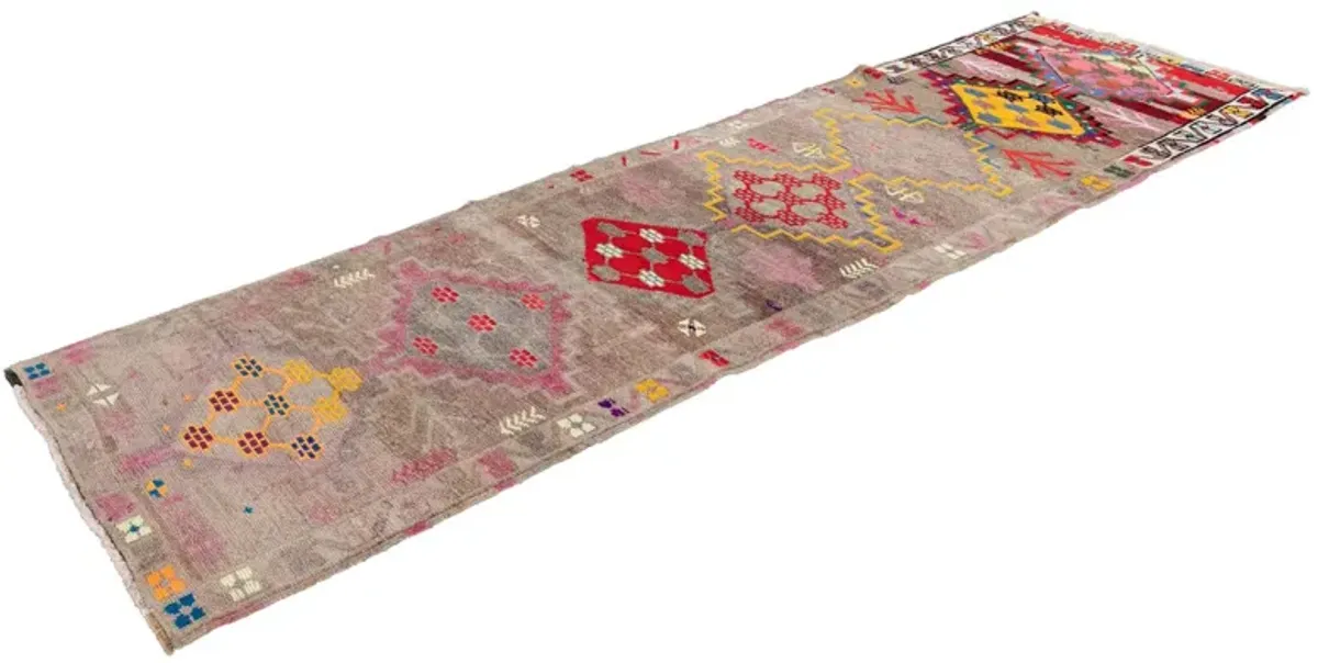 Vintage Turkish Medallion Runner Rug - Apadana - Pink - Pink