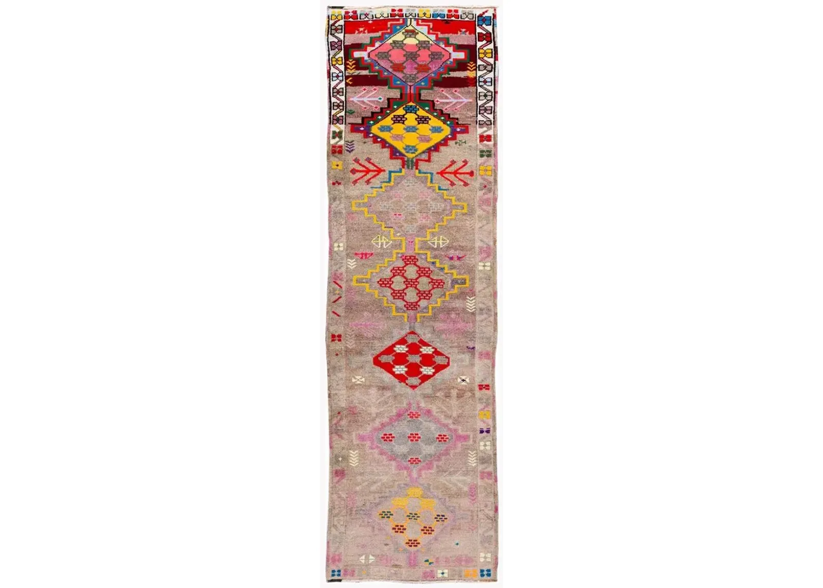 Vintage Turkish Medallion Runner Rug - Apadana - Pink - Pink