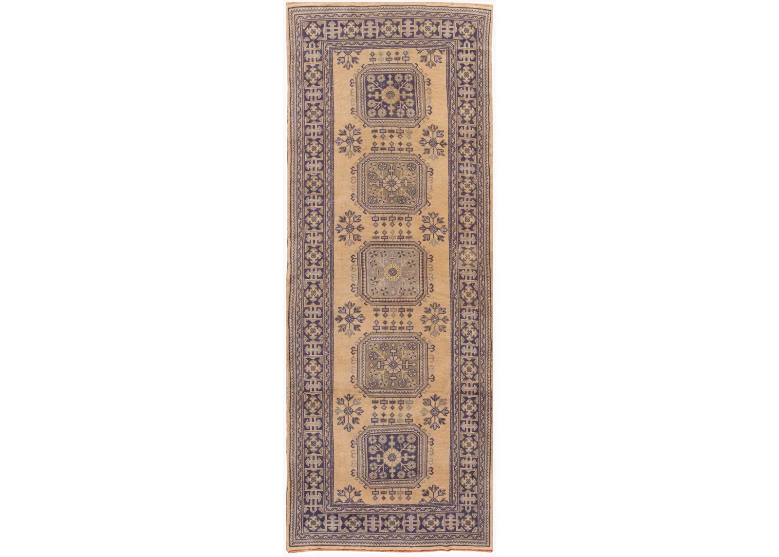 Vintage Turkish Tribal Runner Rug - Apadana - Beige - Beige