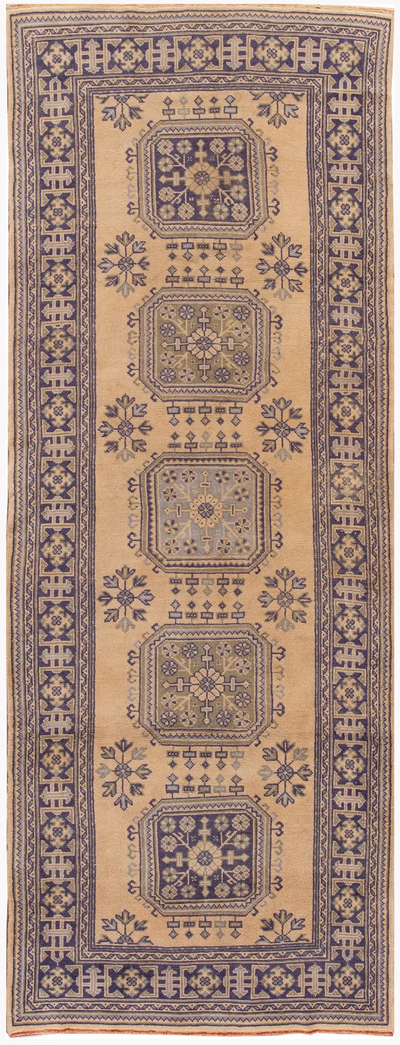 Vintage Turkish Tribal Runner Rug - Apadana - Beige - Beige