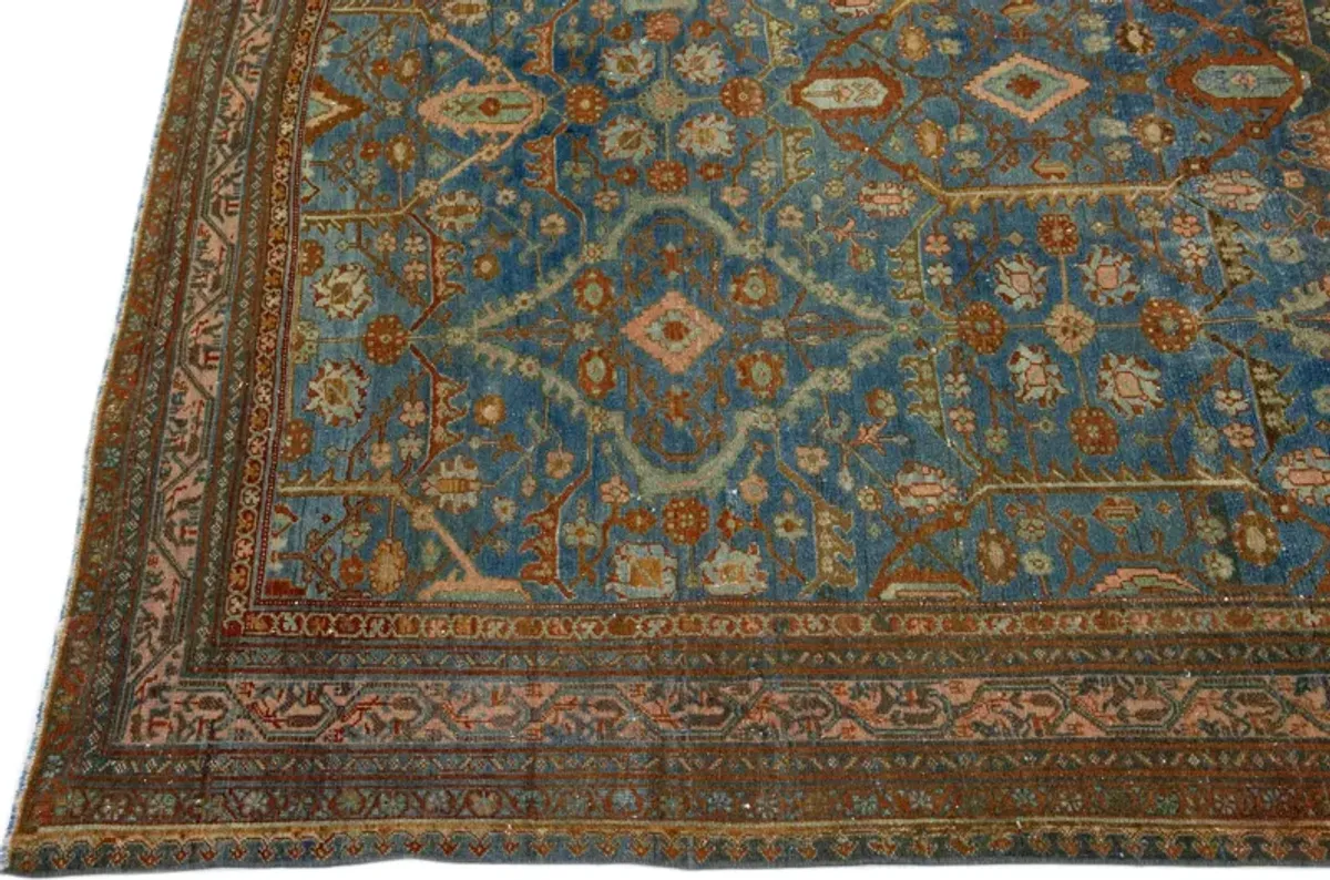 Antique Persian Hamadan Runner Rug - Apadana - Blue - Blue