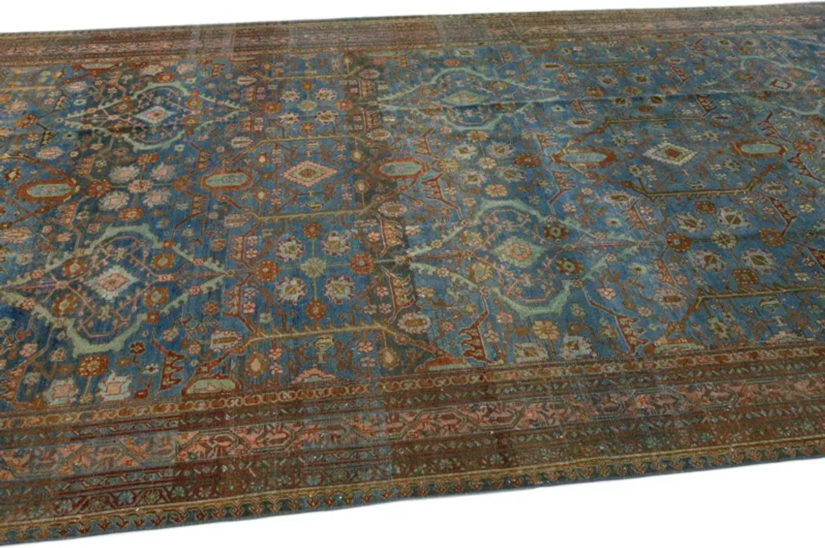 Antique Persian Hamadan Runner Rug - Apadana - Blue - Blue