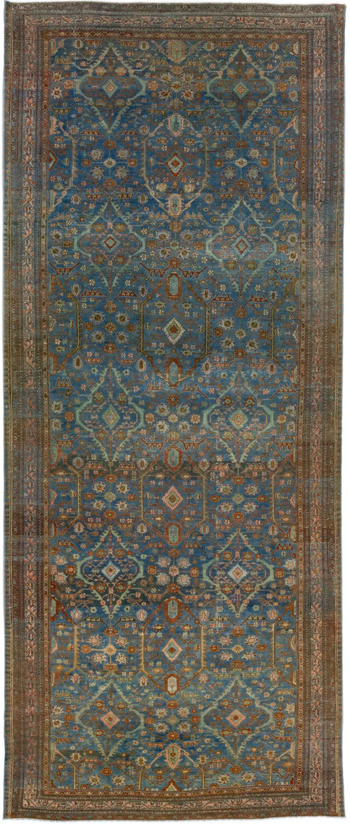 Antique Persian Hamadan Runner Rug - Apadana - Blue - Blue