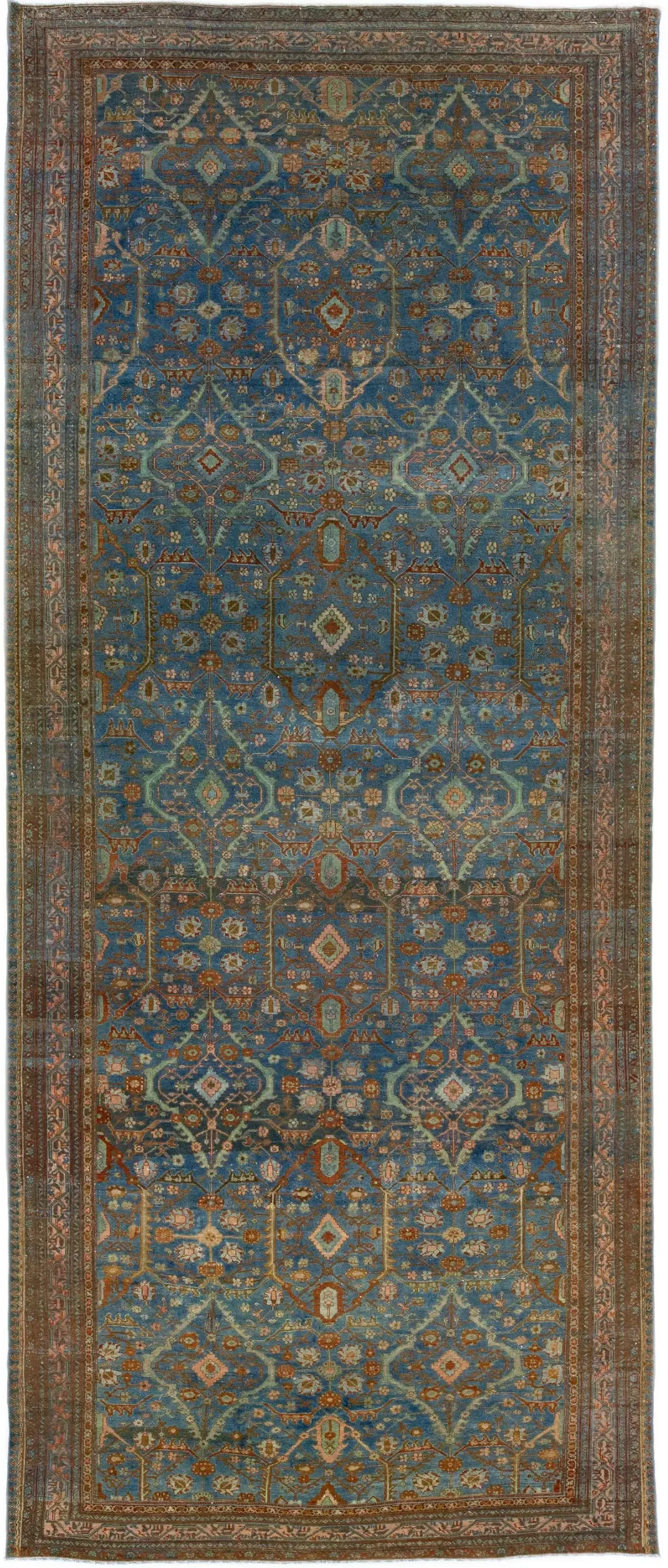 Antique Persian Hamadan Runner Rug - Apadana - Blue - Blue