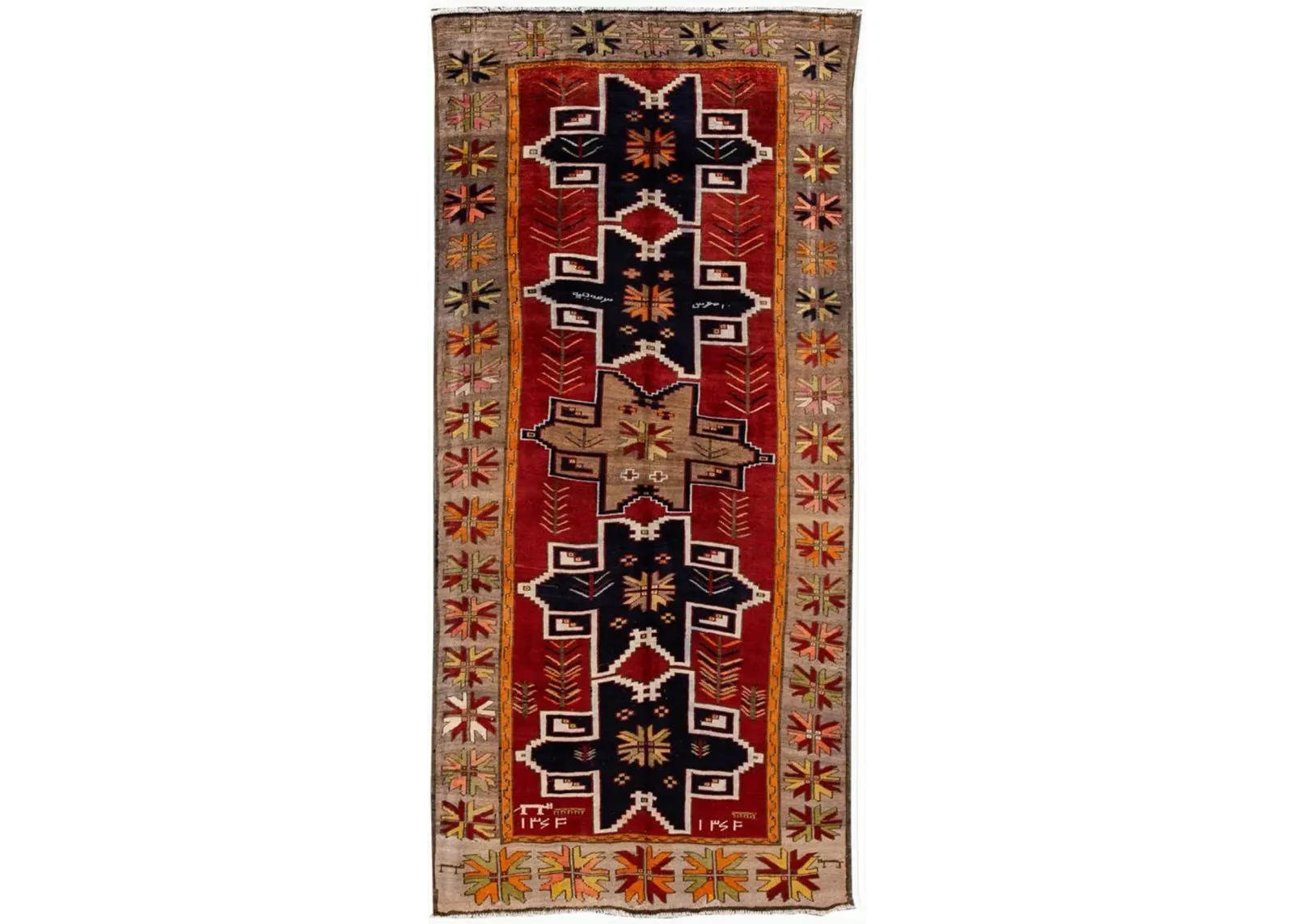 Vintage Turkish Azeri Tribal Runner Rug - Apadana - Red - Red