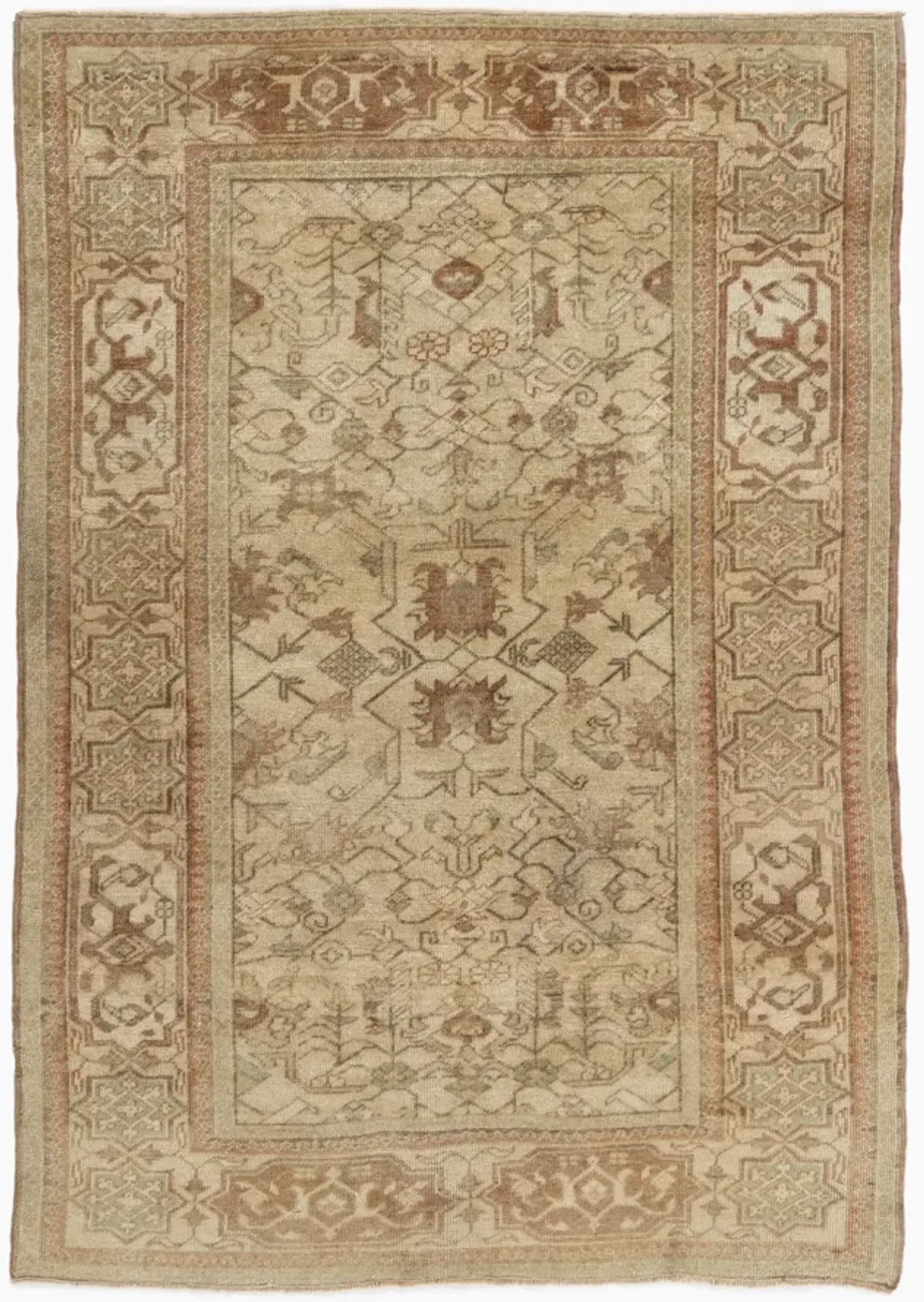 Turkish Oushak Area Rug 4'1 X 6' - Beige - Beige