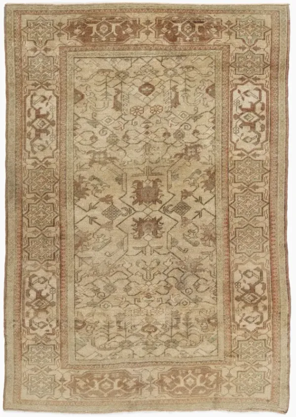 Turkish Oushak Area Rug 4'1 X 6' - Beige - Beige