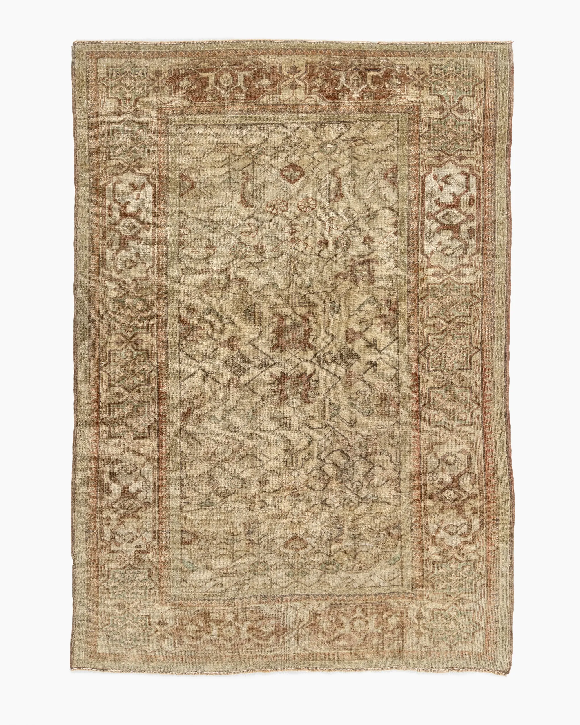 Turkish Oushak Area Rug 4'1 X 6' - Beige - Beige