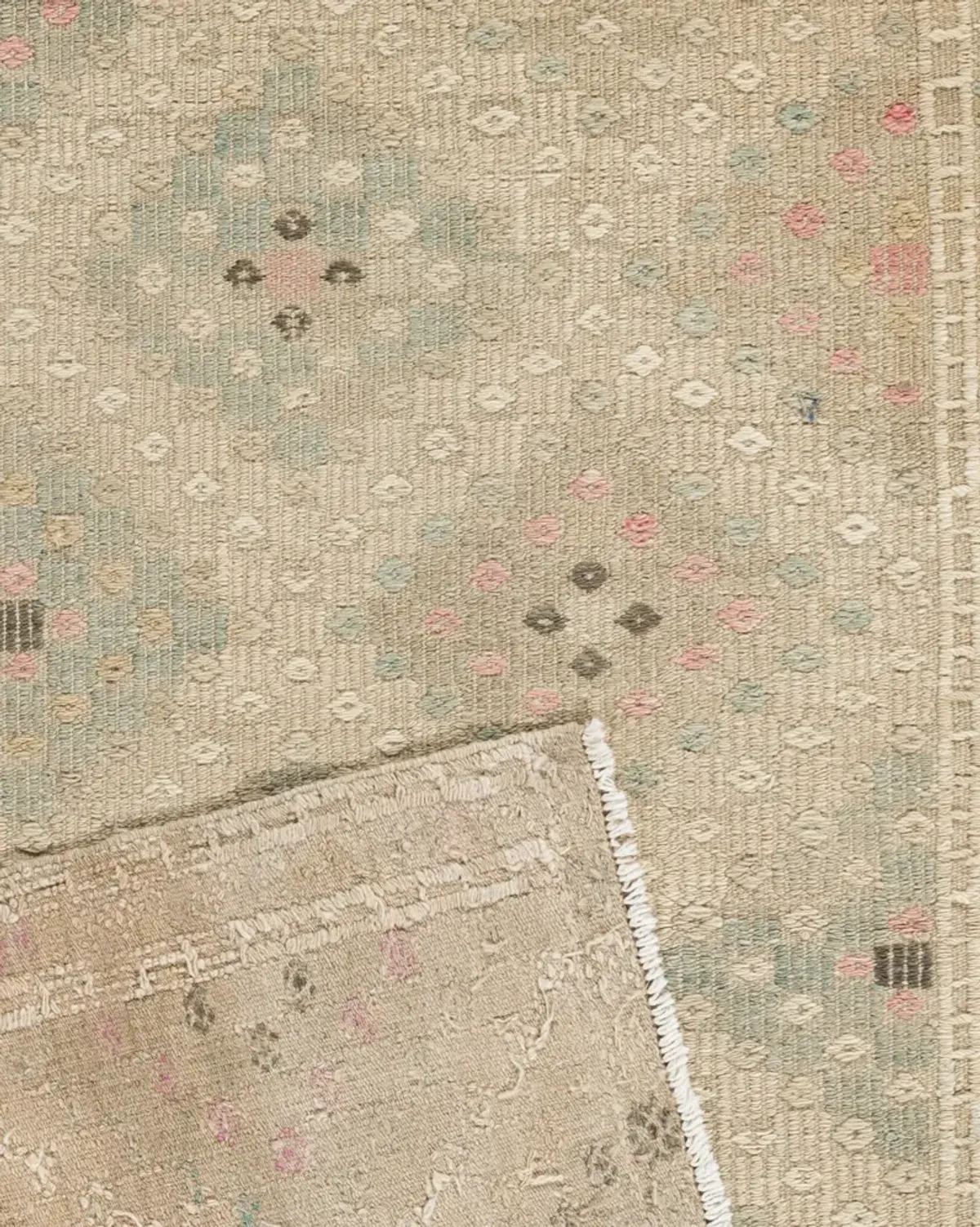 Beige Turkish Jajim Area Rug 2'10 X 4'2 - beige