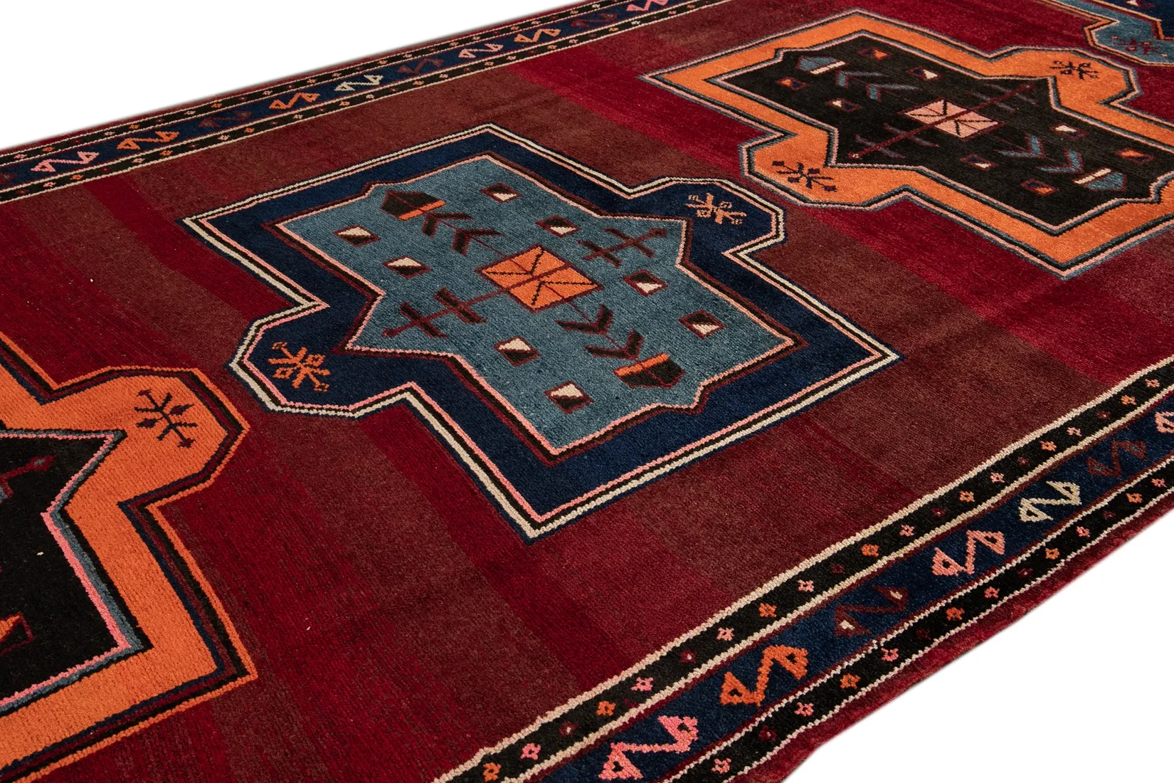 Vintage Turkish Tribal Runner Rug - Apadana - Red - Red