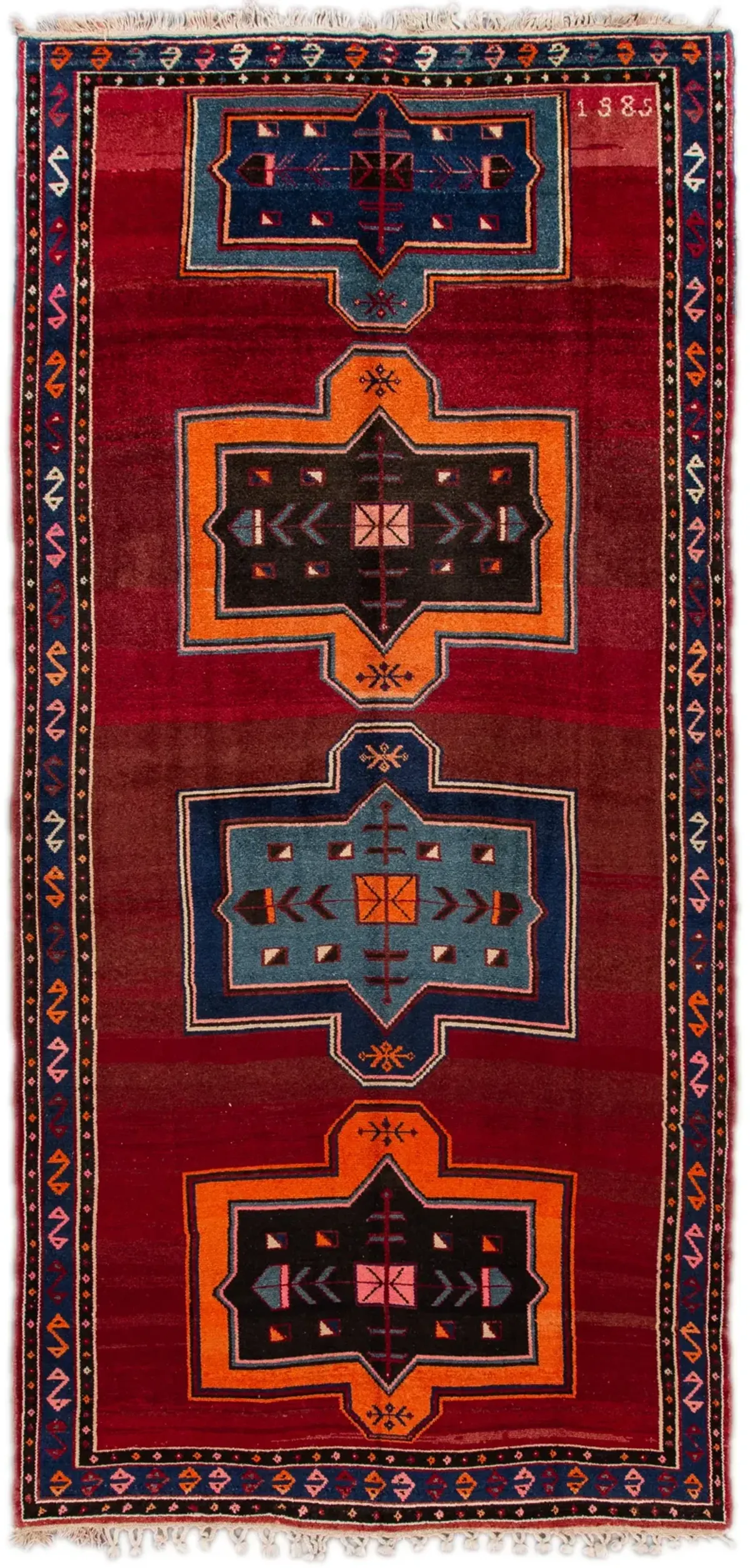 Vintage Turkish Tribal Runner Rug - Apadana - Red - Red