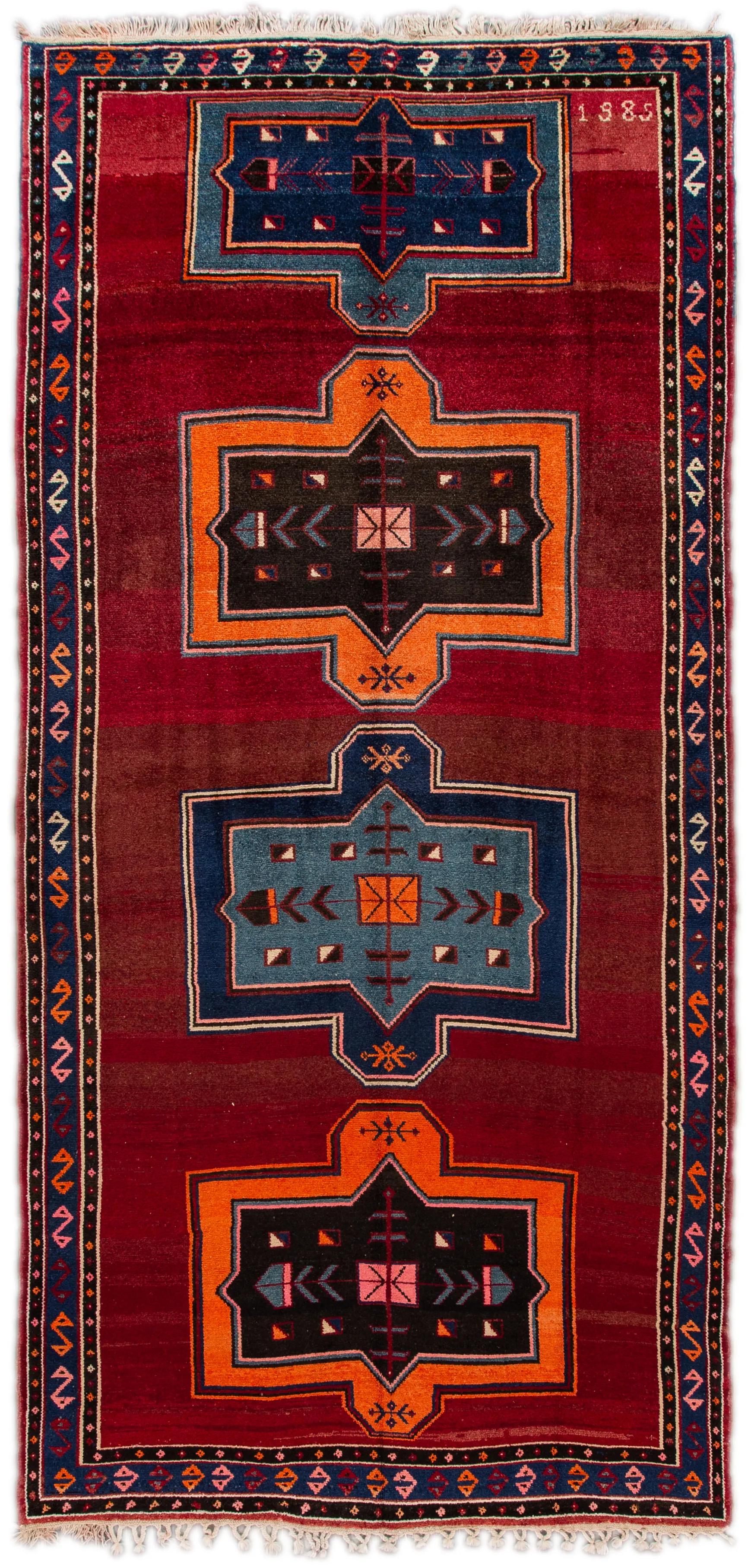 Vintage Turkish Tribal Runner Rug - Apadana - Red - Red