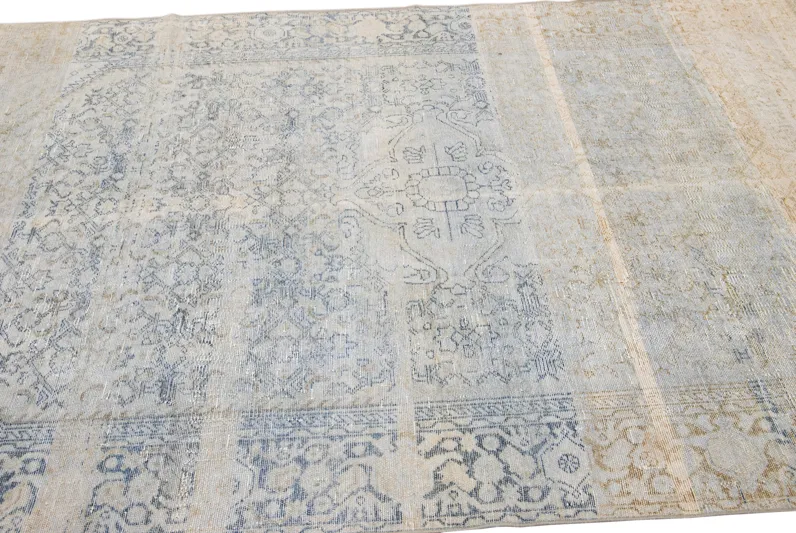 Antique Persian Mahal Runner Rug - Apadana - Blue - Blue