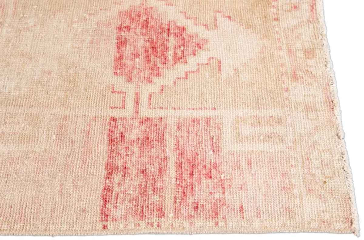 Vintage Turkish Geometric Runner Rug - Apadana - Pink - Pink