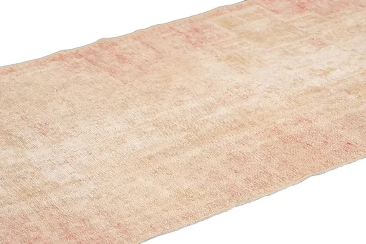 Vintage Turkish Geometric Runner Rug - Apadana - Pink - Pink