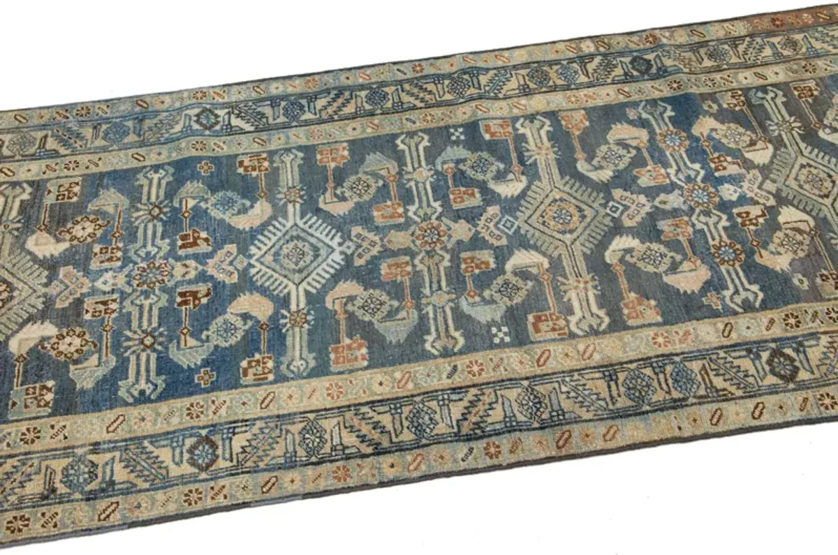 Vintage Persian Malayer Runner Rug - Apadana - Blue - Blue