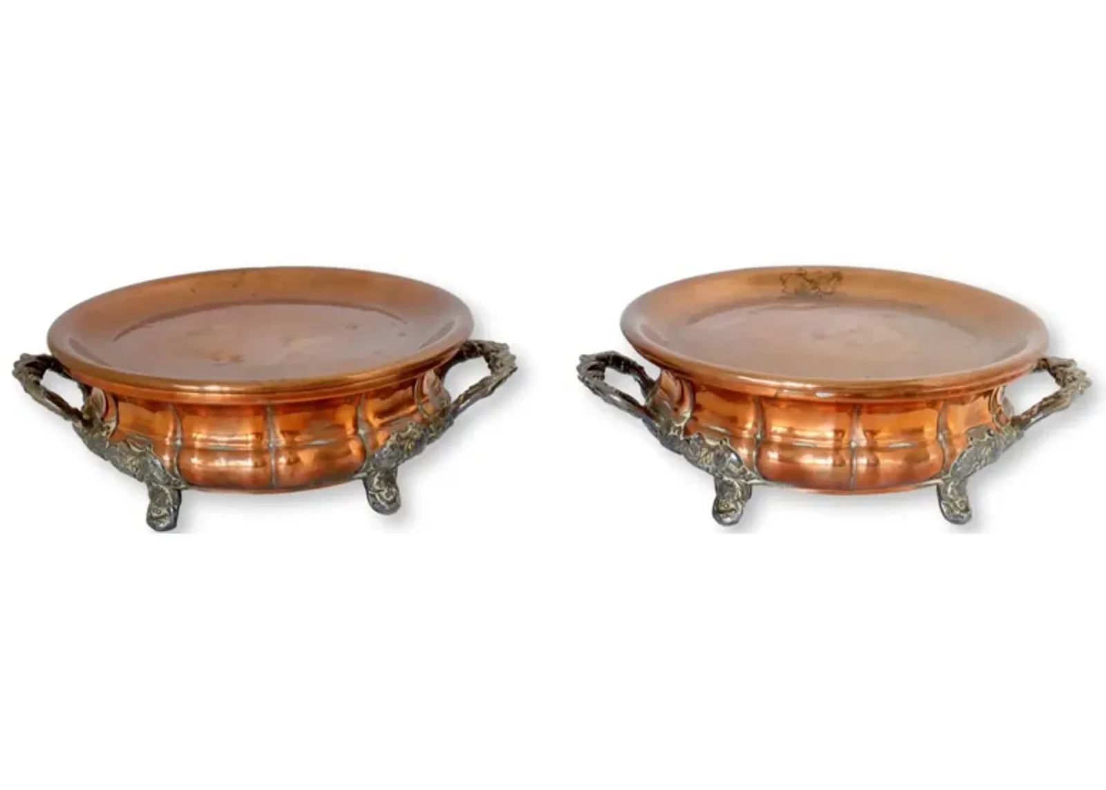 Antique French Copper Stands - Set of 2 - Rose Victoria - Brown