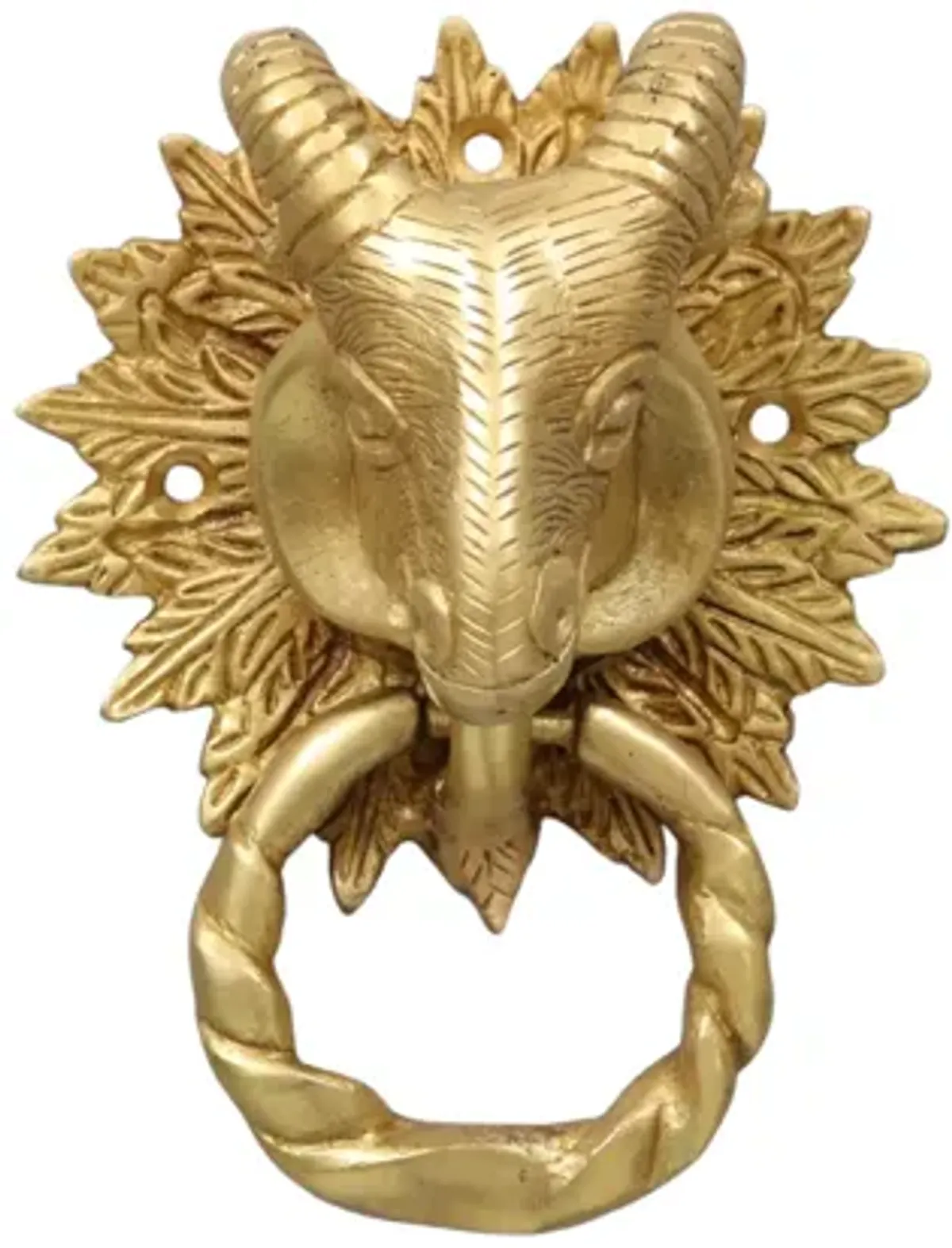 Brass Ram's Head Door Knocker - Interesting Things - Gold