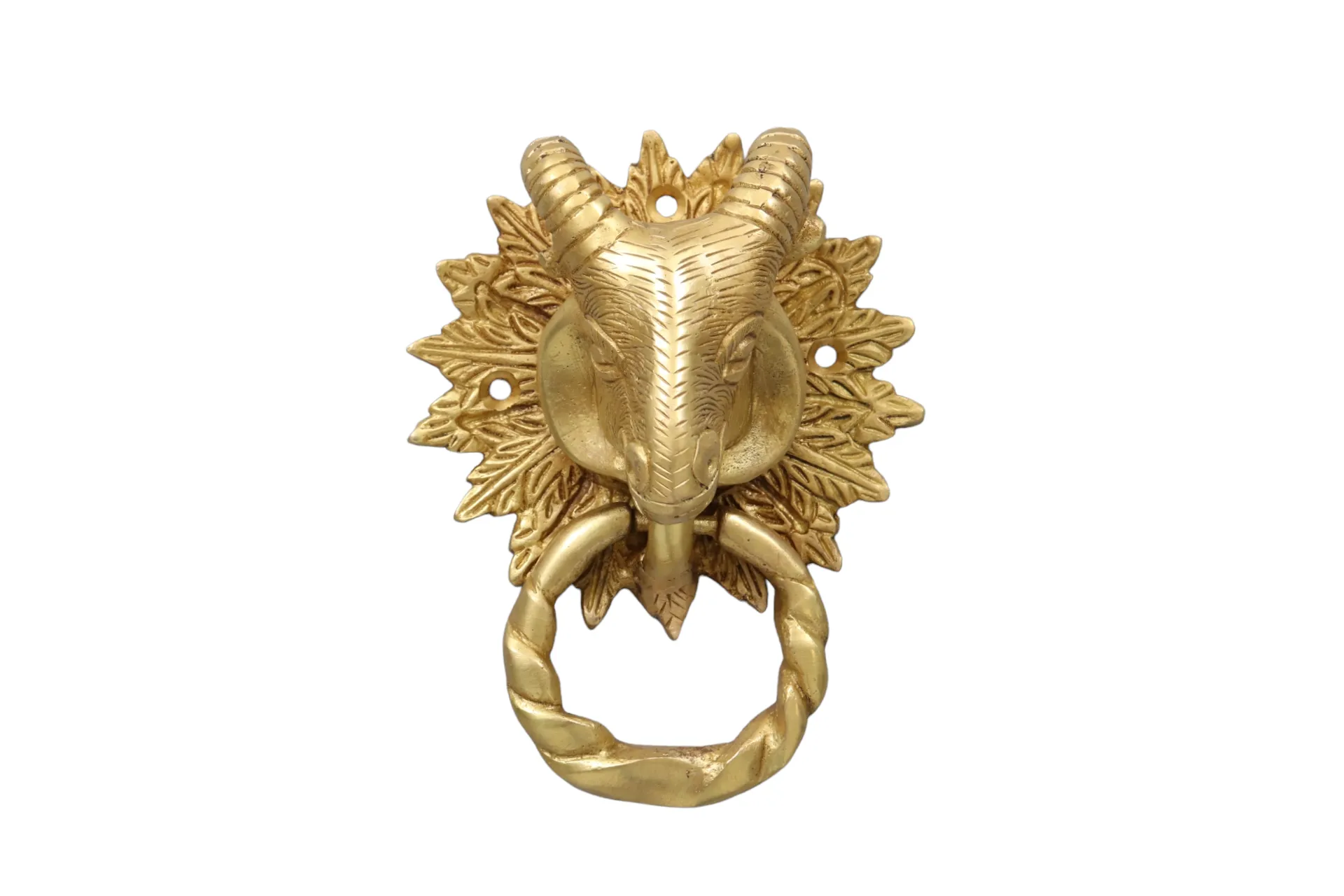 Brass Ram's Head Door Knocker - Interesting Things - Gold