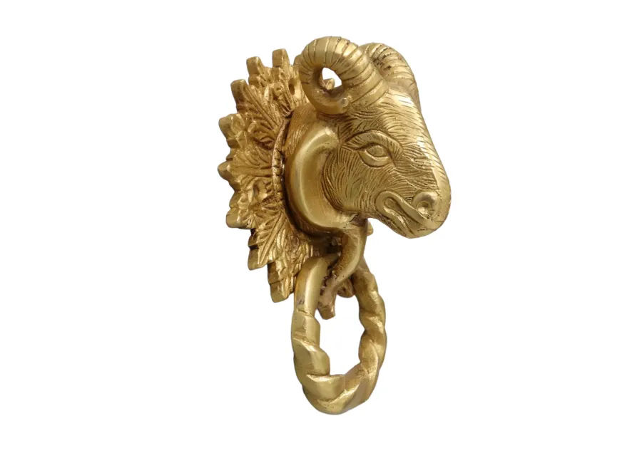 Brass Ram's Head Door Knocker - Interesting Things - Gold