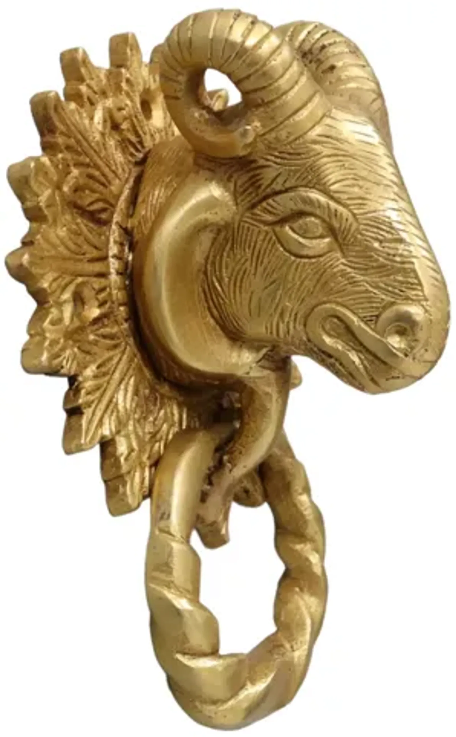 Brass Ram's Head Door Knocker - Interesting Things - Gold